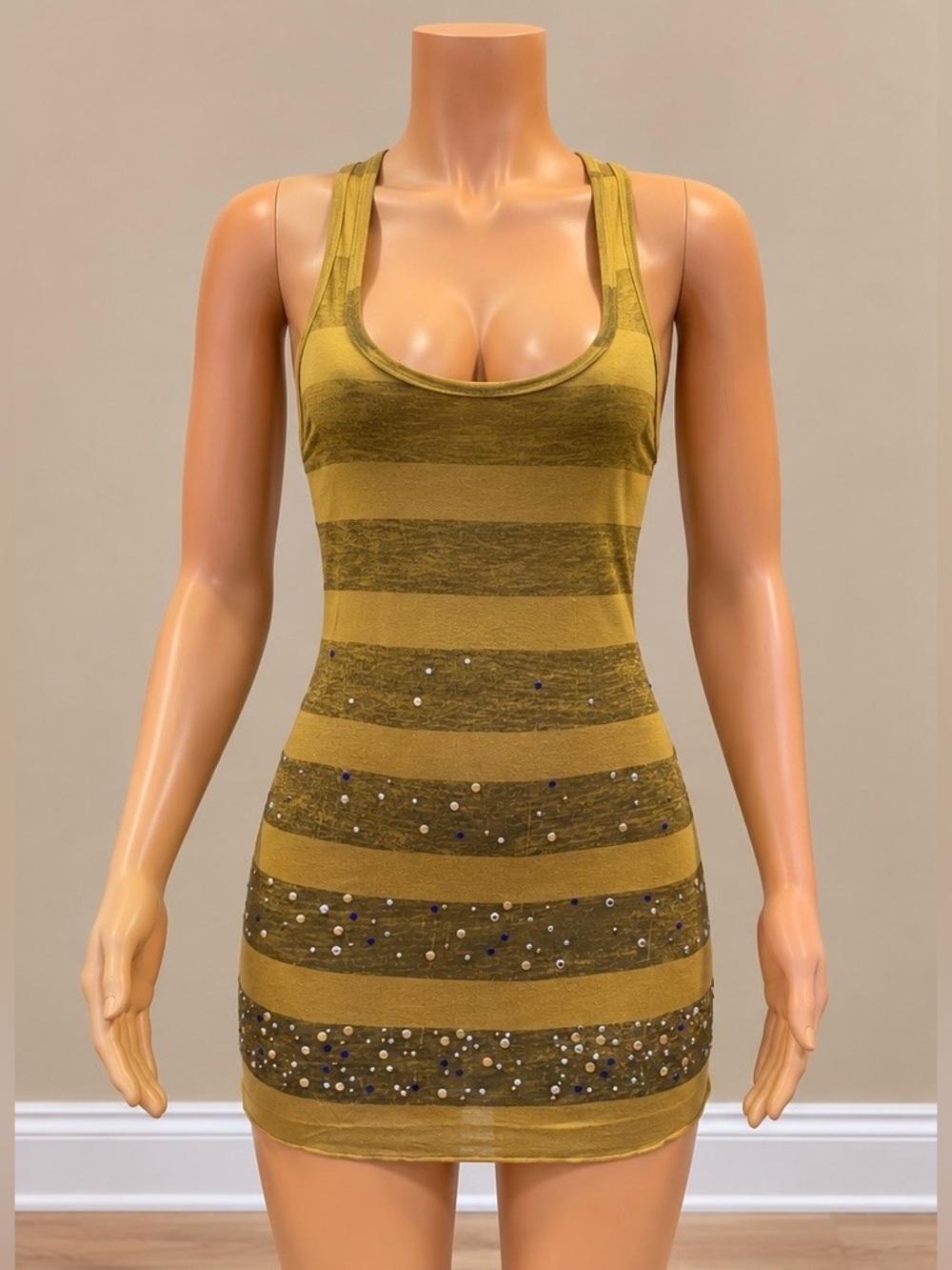 Free People We The Free Striped Embellished Racerback Tank Top Small
